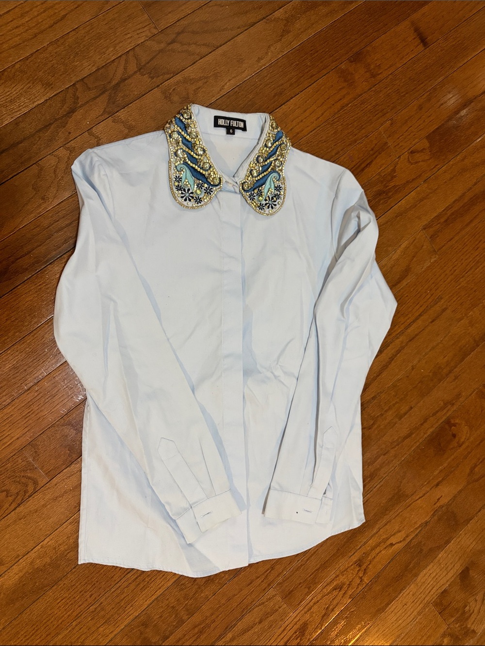 Embellished Collar White Blouse